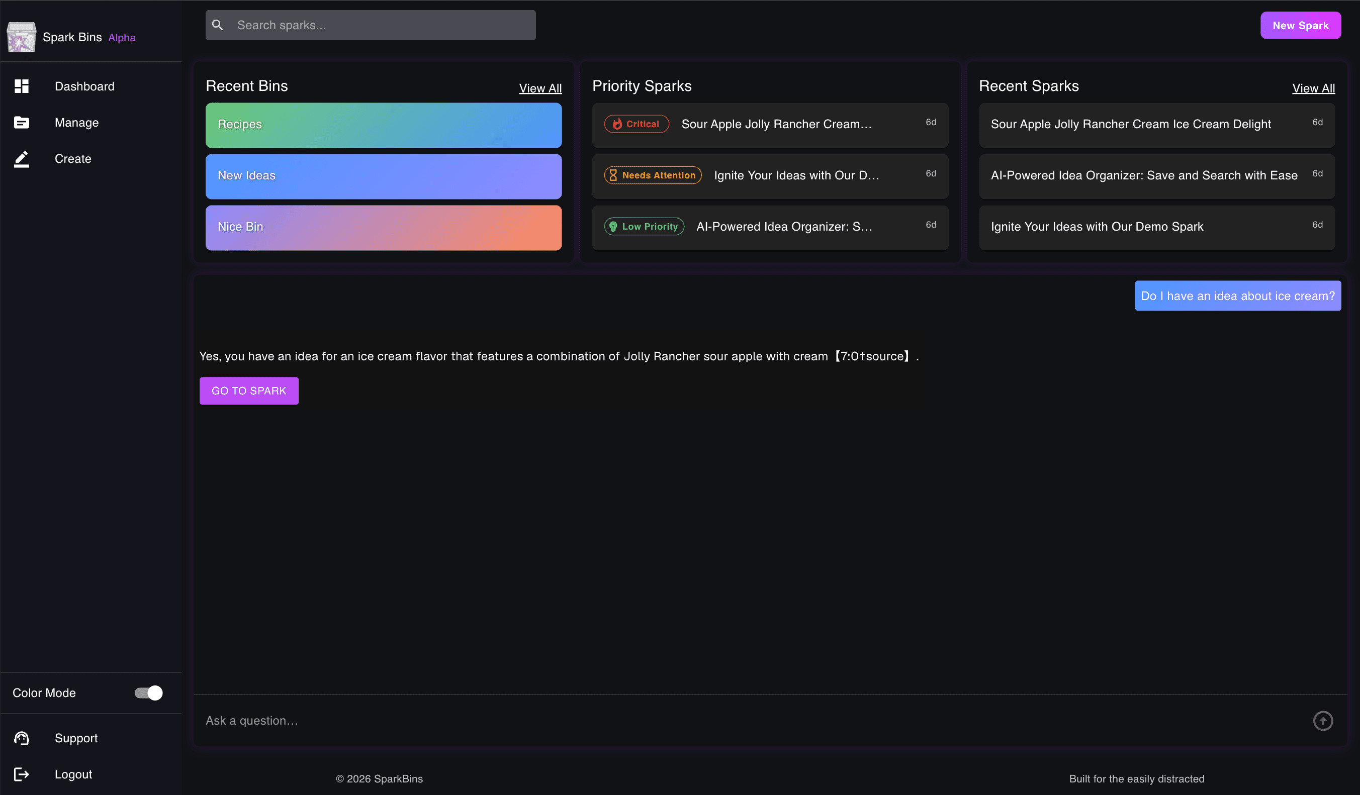 SparkBins Dashboard
